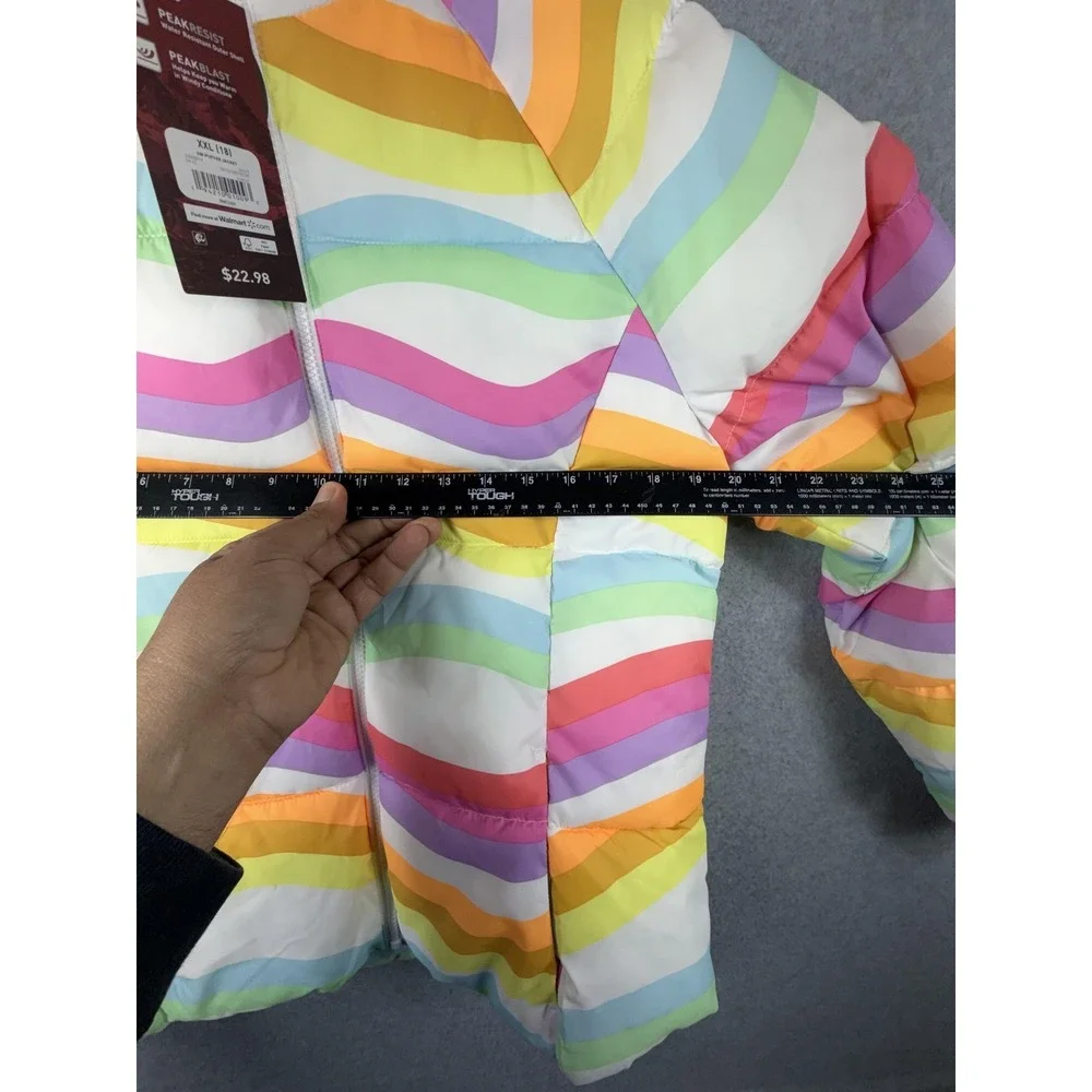 SwissTech Jacket Youth Girls 18‎ Multicolor Rainbow Hooded Puffer Winter Coat